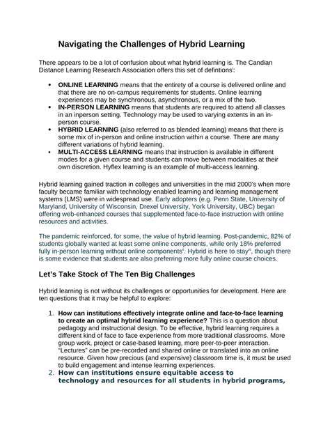 NavigatingtheChallengesofHybridLearningwithAdvancedFeatures